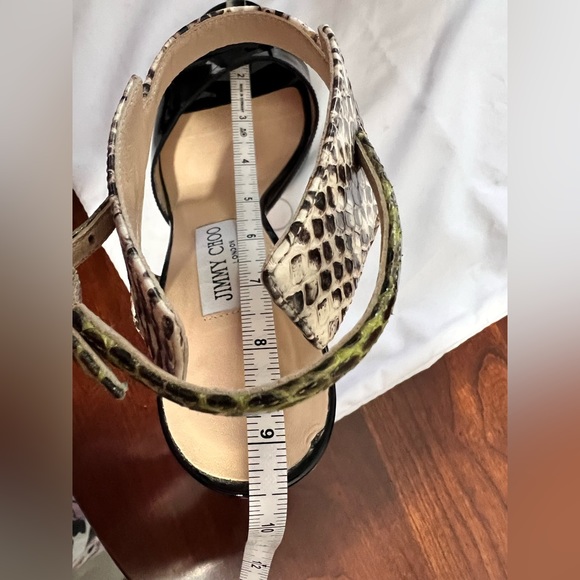 Jimmy Choo black patent leather & multicolor snakeskin stiletto high heel shoes - Picture 9 of 10